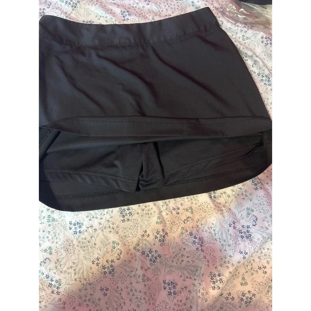 Fila Sport Golf Skort Womens 10 Black Athletic Tennis Skirt Side‎ Zip Pocket